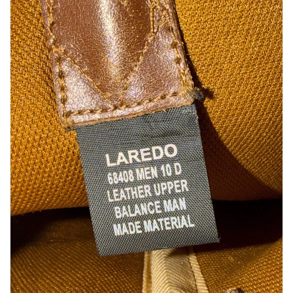 Laredo Porter Men's Tan Leather Western Boots Snip Toe Size 10D